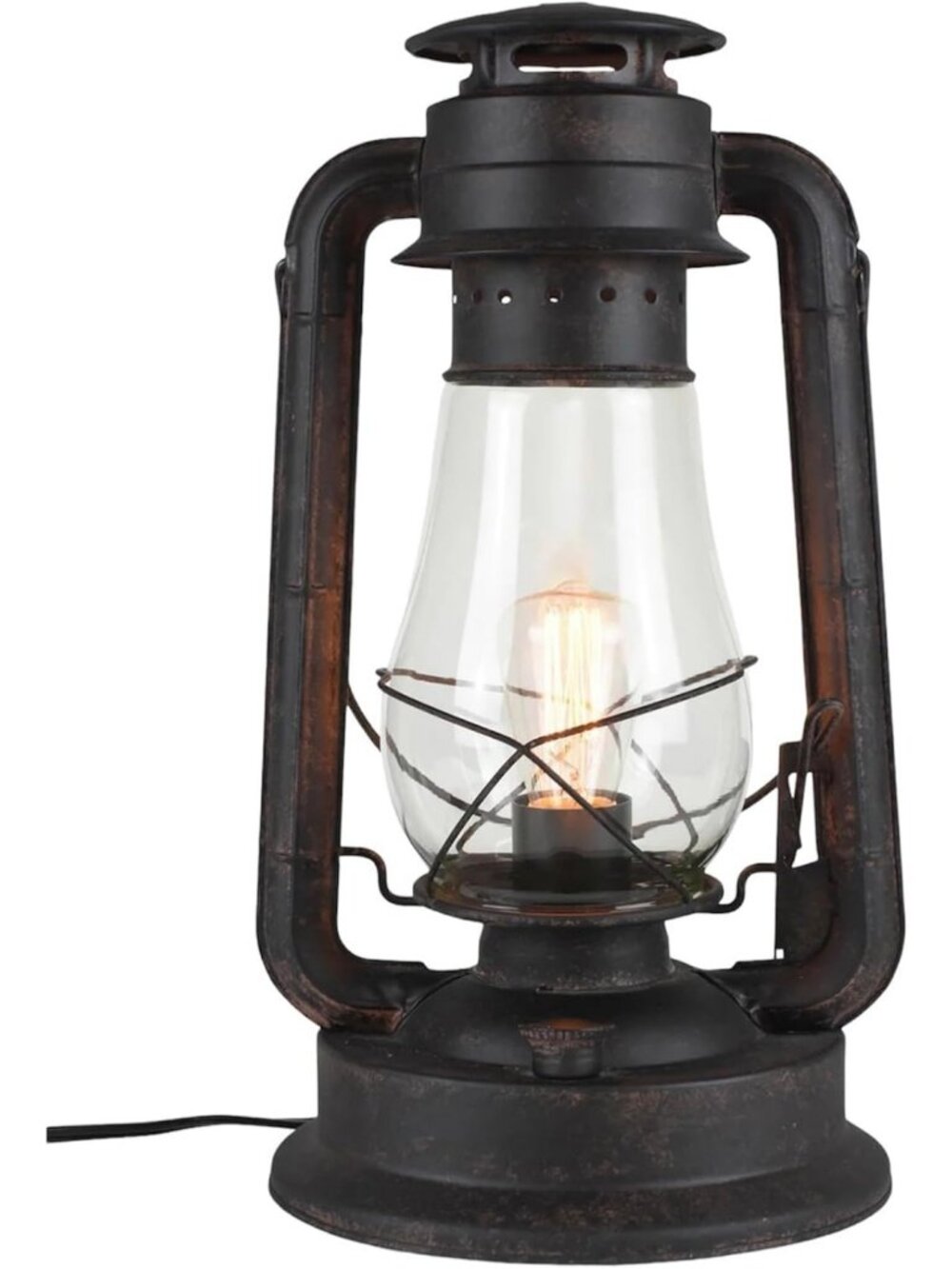 Rustic Dimmable Lantern Table Lamp - Hand Finished, UL Listed, Vintage Home